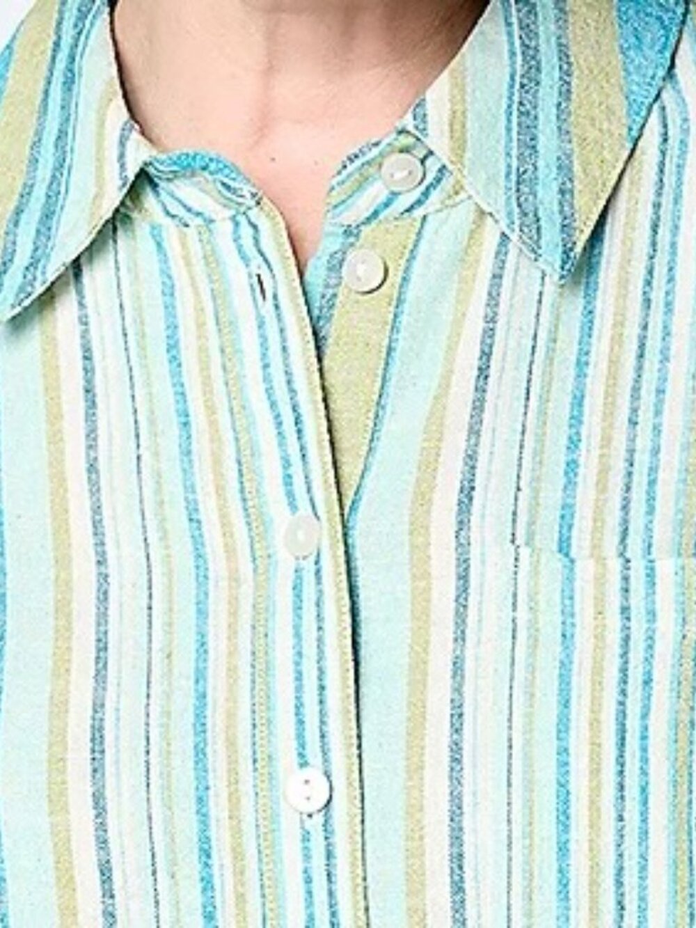 Linen Blend Button-Front Over sized Tunic Denim & Co. Naturals - Picture 2 of 5